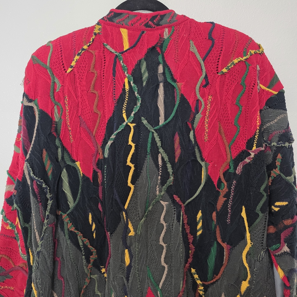 Coogi Sweater Vintage 3D Knit Cardigan Colorful Cosby 90s Australia Size Medium - Picture 9 of 12